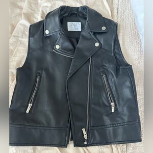 Zara Kids Black Faux Leather Vest Size 9-10 Years